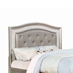 Elegant Champagne Silver Upholstered Panel Bed with Storage Footboard