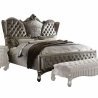 Luxury Grey Tufted Upholstered Bed Frame with Ornate Headboard