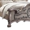 Ornate Classic Carved Upholstered Bed Frame White Silver Finish