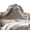 Ornate Classic Carved Upholstered Bed Frame White Silver Finish