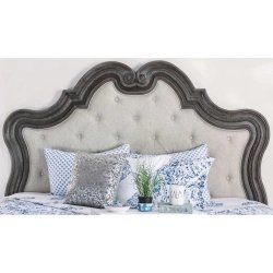 Classic Ornate Tufted Upholstered Wooden Bed Frame