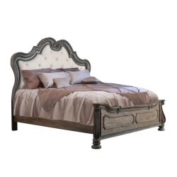 Classic Ornate Tufted Upholstered Wooden Bed Frame