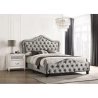 Elegant Silver Upholstered Tufted Nailhead Trim Wingback Queen Bed