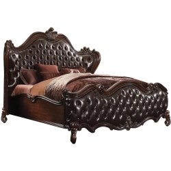 Luxury Ornate Solid Wood Tufted Upholstered King Bed