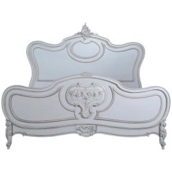 Handcrafted White Wood Classic Baroque Bed Frame