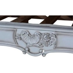 Handcrafted White Wood Classic Baroque Bed Frame
