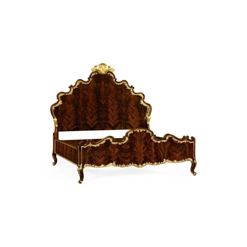 Luxury Classic Baroque Style Wood Bed with Gold Accents Luxury Classic Baroque Style Wood Bed with Gold Accents