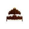 Luxury Classic Baroque Style Wood Bed with Gold Accents