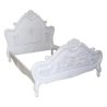 White Carved Wooden Bed Frame Classic Baroque Style