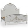 Elegant Carved Wooden Bed Frame with Distressed Finish
