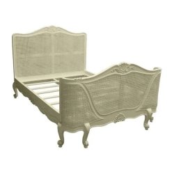 French Provincial Style Wood and Rattan Bed Frame Elegant Bedroom Furniture