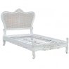 Elegant White French Provincial Rattan Bed Frame Handcrafted Wood Single Size