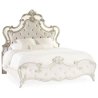 Ornate Classic Upholstered Bed with Carved Frame