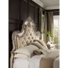 Ornate Classic Upholstered Bed with Carved Frame