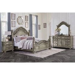Luxury Ornate Carved Wood Bed Frame | Classic Victorian Revival Bedroom Furniture