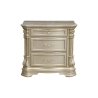 Ornate Classic Carved Wood Nightstand with Marble Top