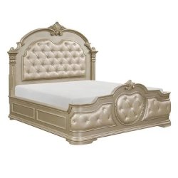 Elegant Classic European Tufted Upholstered Bed Frame