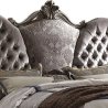Luxury Upholstered Tufted Wingback Bed with Ornate Headboard and Footboard