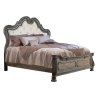 Elegant Tufted Upholstered Panel Bed with Carved Wood Frame