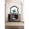 Elegant Tufted Upholstered Panel Bed with Carved Wood Frame