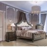 Elegant Tufted Upholstered Panel Bed with Carved Wood Frame