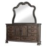 Elegant Tufted Upholstered Panel Bed with Carved Wood Frame