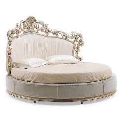 Luxury Classic Round Bed with Ornate Carved Headboard