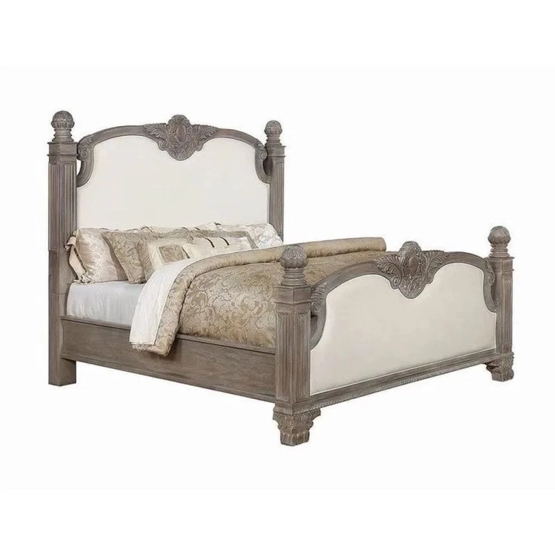 Classic Traditional Wooden Bed Frame with Upholstered Headboard and Footboard Classic Traditional Wooden Bed Frame with Upholstered Headboard and Footboard