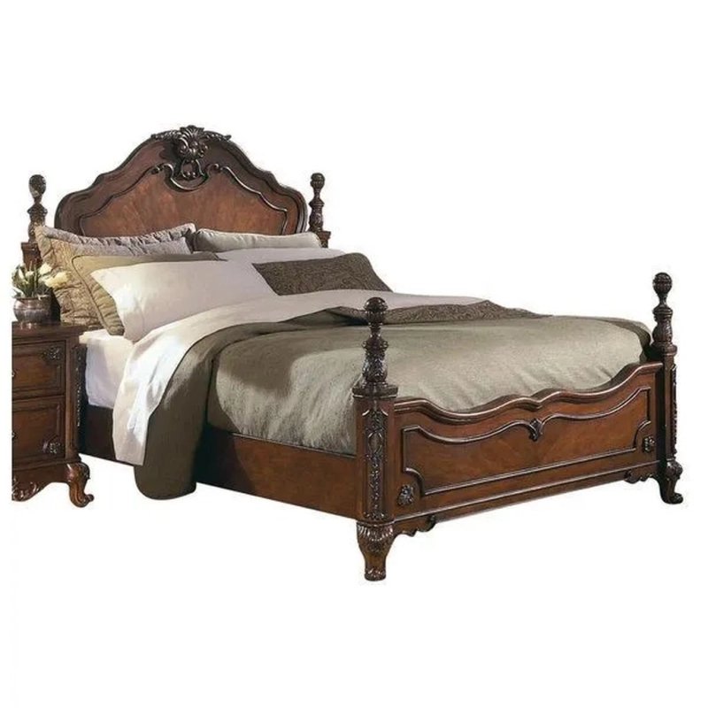 Ornate Carved Dark Wood Bed Frame Classic Design Ornate Carved Dark Wood Bed Frame Classic Design