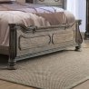 Elegant Classic Carved Wooden Bed with Upholstered Headboard