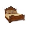 Classic Carved Wooden King Size Bed with Ornate Headboard and Footboard