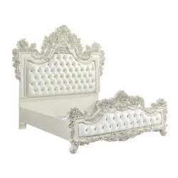 Ornate White Classic Tufted Bed Frame