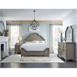 Elegant Classic Wooden Bed with Detailed Headboard and Footboard