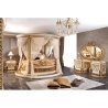 Elegant Classic Round Canopy Bed Luxurious Wooden Frame Gold Accents