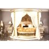 Elegant Classic Round Canopy Bed Luxurious Wooden Frame Gold Accents