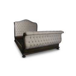 Elegant Upholstered Sleigh Bed with Tufted Headboard and Footboard