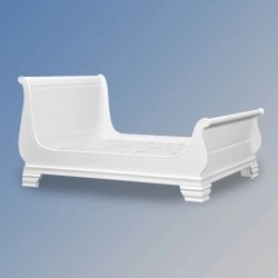 Elegant White Wooden Sleigh Bed Frame for Bedroom