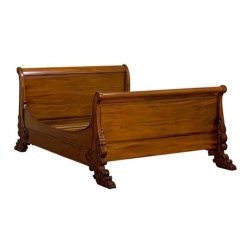 Luxury Carved Solid Wood Sleigh Bed Frame