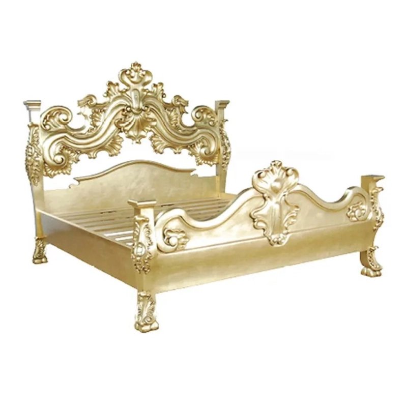 Luxury Gold Carved Classic Baroque Bed Frame Luxury Gold Carved Classic Baroque Bed Frame