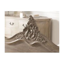 French Classic Carved Natural Wood Bed Frame Queen Size