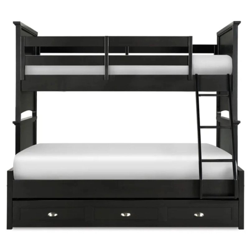 Solid Wood Black Bunk Bed with Integrated Storage Drawers Solid Wood Black Bunk Bed with Integrated Storage Drawers