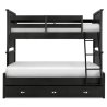 Solid Wood Black Bunk Bed with Integrated Storage Drawers