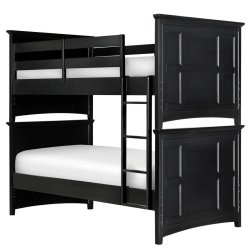 Solid Wood Black Bunk Bed with Integrated Storage Drawers