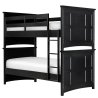Solid Wood Black Bunk Bed with Integrated Storage Drawers