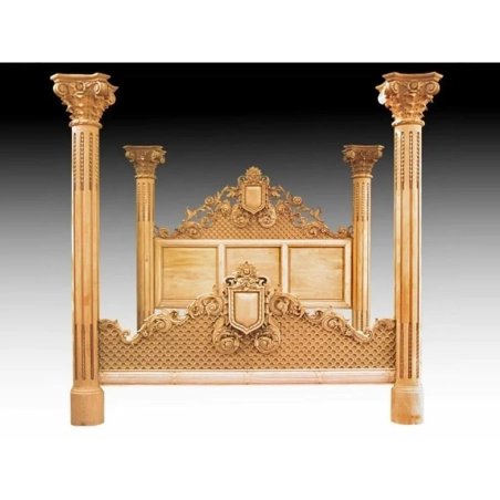 Luxury Carved Wood Four Poster Bed Frame Classic Canopy Design