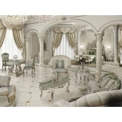 Luxurious Ornate Carved Bed Set with Bench