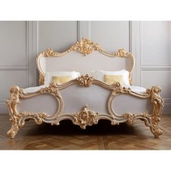 Luxury Carved Wooden Bed Frame | Classic White Finish