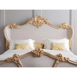 Luxury Carved Wooden Bed Frame | Classic White Finish