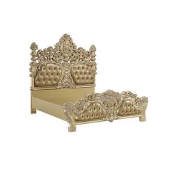 Premium Hand Carved Gold Gilded Classic Bed