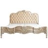 Luxurious Classic Carved Wood Bed Frame with Tufted Headboard